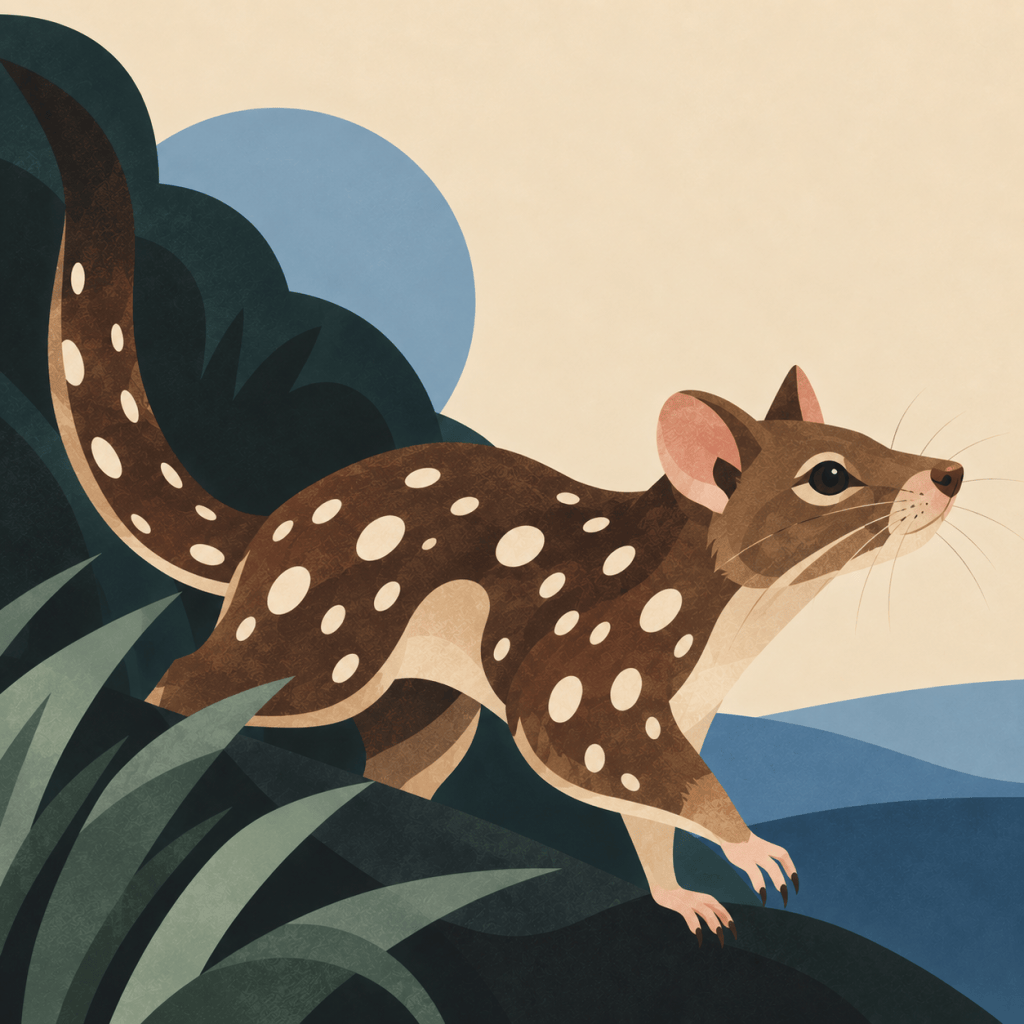 Stylised illustration of an Eastern Quoll