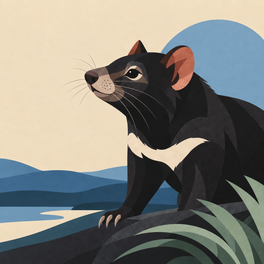 Stylised illustration of a Tasmanian Devil