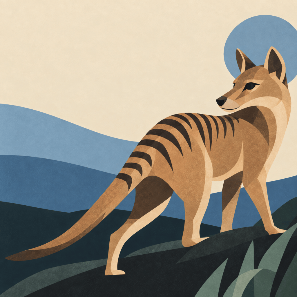 Stylised illustration of a thylacine